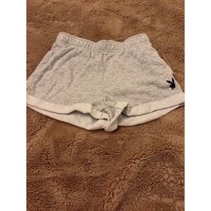 Playboy by PacSun Womens Heather Gray Fleece Lounge Shorts Size Small Bunny Logo
